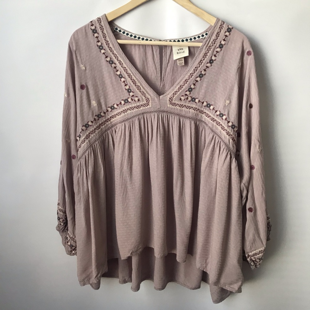 Knox Rose Lavender Embroidered Baby Peasant Top